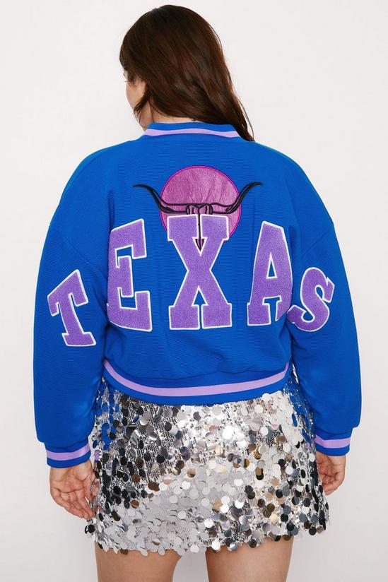NastyGal Plus Size Texas Back Knit Varsity Jacket 1