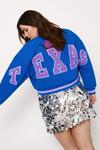 NastyGal Plus Size Texas Back Knit Varsity Jacket thumbnail 3