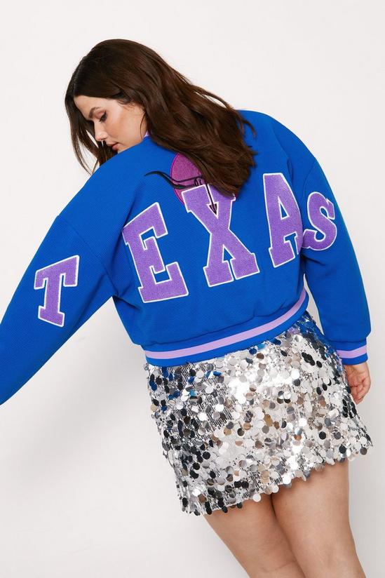 NastyGal Plus Size Texas Back Knit Varsity Jacket 3