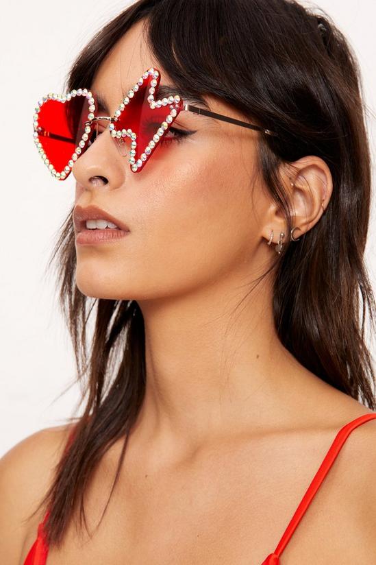 NastyGal Heart & Lighting Bolt Embellished Sunglasses 2