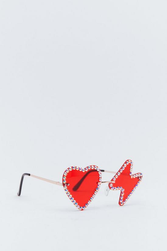 NastyGal Heart & Lighting Bolt Embellished Sunglasses 3