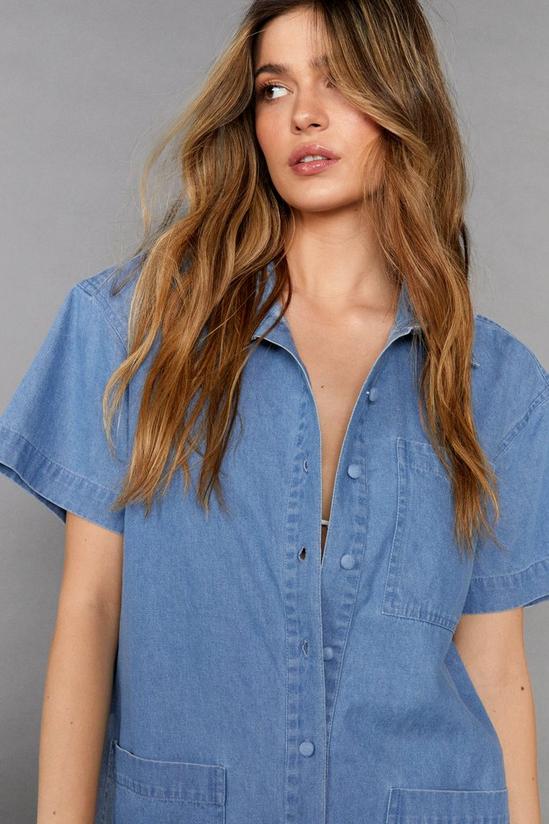 NastyGal Chambray Denim Button Up Playsuit 2