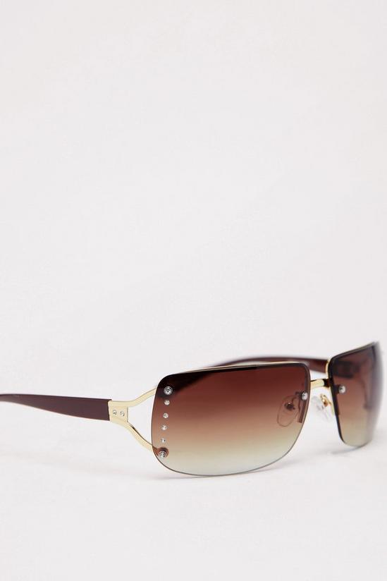 NastyGal Oversized Diamante Detail Rectangle Sunglasses 4