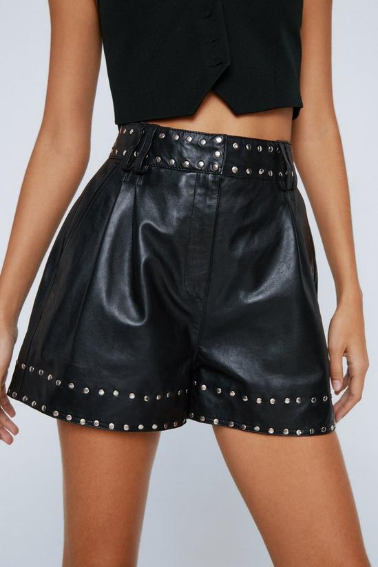 NastyGal Real Leather Studded Shorts 1