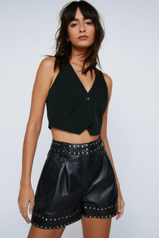NastyGal Real Leather Studded Shorts 2