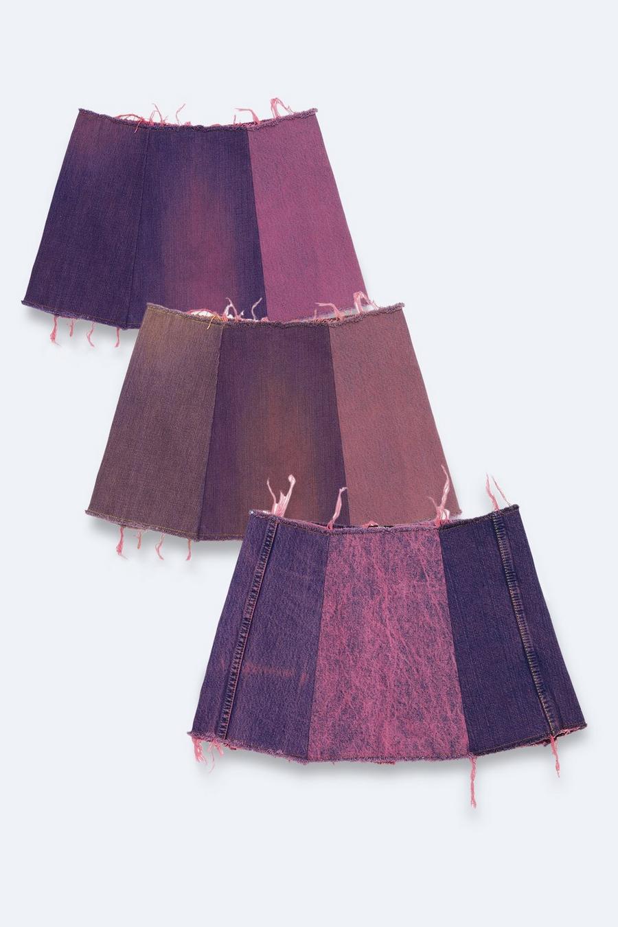 Pink Vintage Rework Denim Panelled Skater Skirt