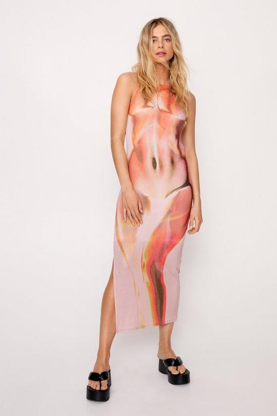 NastyGal Body Print Sleeveless Midi Dress 1