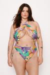 NastyGal Plus Size Marble Coin Trim Wrap Cut Out Swimsuit thumbnail 1