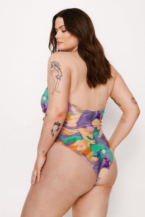 NastyGal Plus Size Marble Coin Trim Wrap Cut Out Swimsuit 4