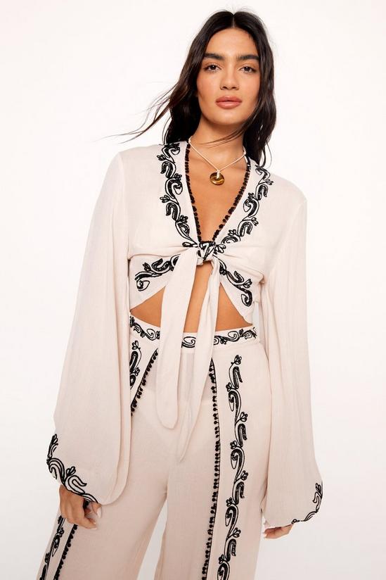 NastyGal Rayon Crepe Embroidered Sequin Beach Top 1