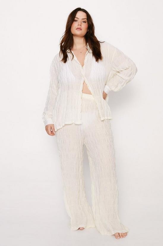NastyGal Plus Size Textured Wide Leg Cover Up Pants 1