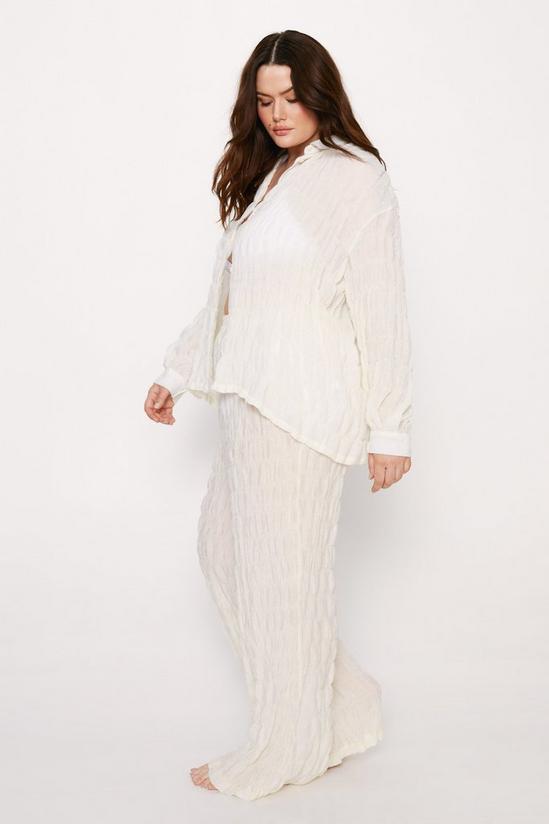 NastyGal Plus Size Textured Wide Leg Cover Up Pants 3