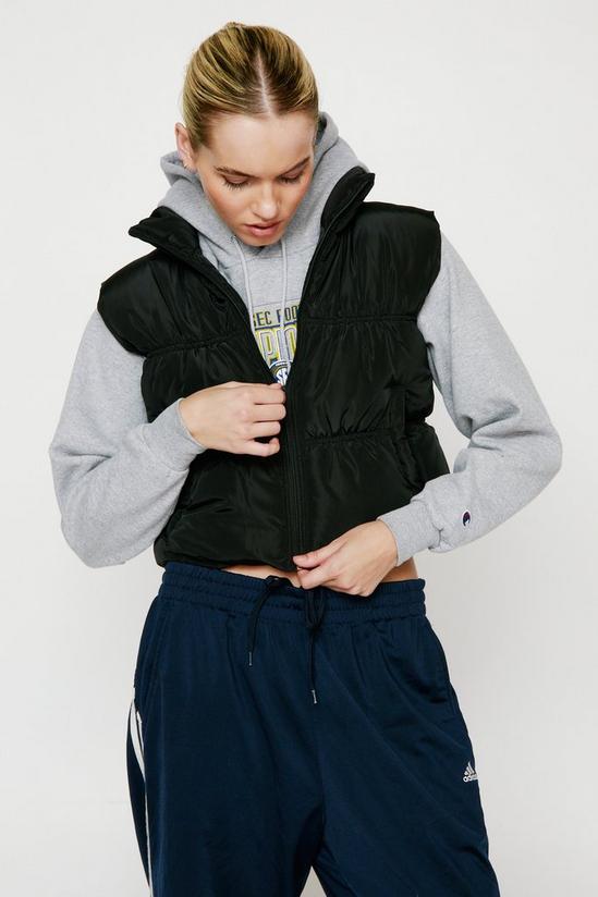 NastyGal Ruched Detail Cropped Puffer Gilet 2
