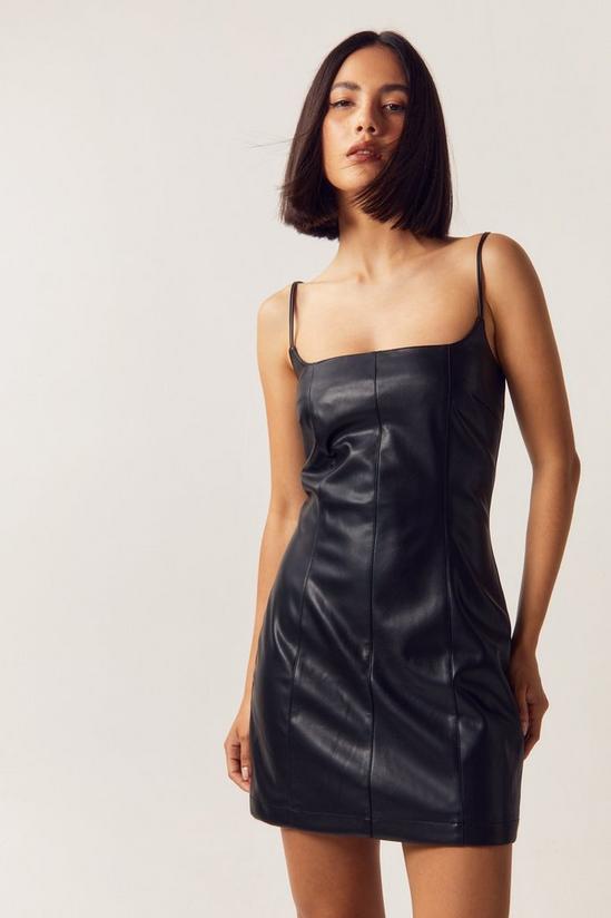 NastyGal Petite Faux Leather Strappy Mini Dress 2