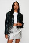 NastyGal Faux Leather Cropped Biker Jacket thumbnail 1