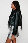 NastyGal Faux Leather Cropped Biker Jacket thumbnail 2