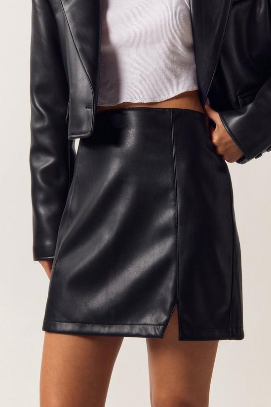NastyGal Faux Leather Slit Front Mini Skirt 2