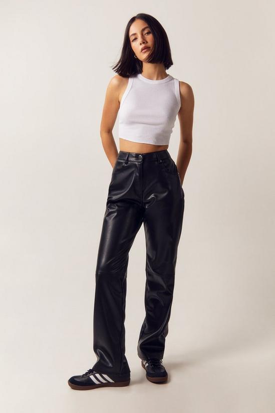 NastyGal Faux Leather Straight Leg Trousers 3