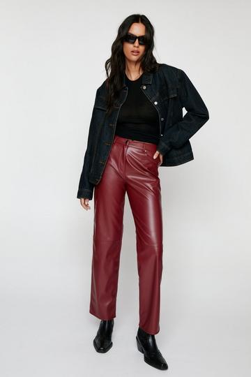 Faux Leather Straight Leg Pants oxblood