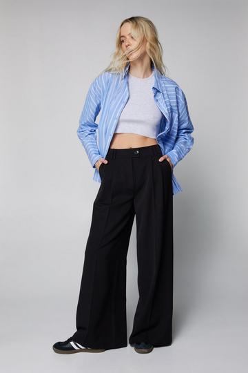 Tailored Double Pleat Wide Leg Pants black