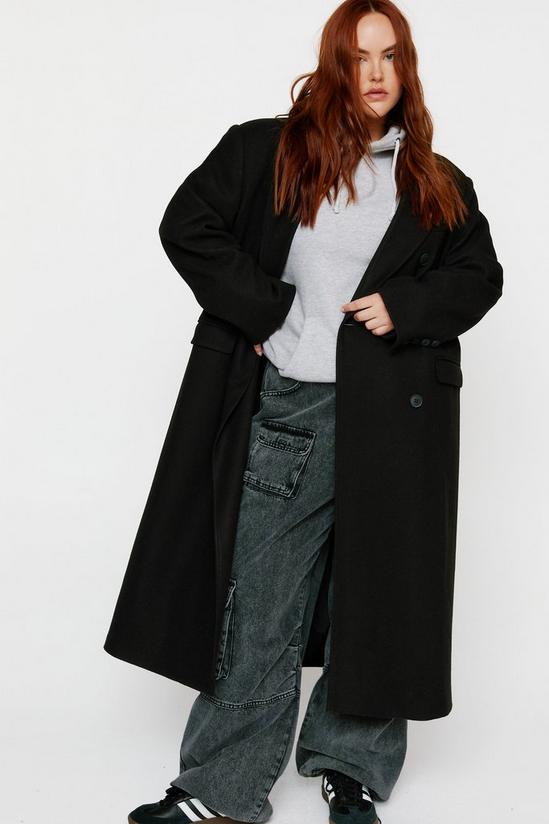 NastyGal Plus Size Contrast Collar Wool Look Tailored Coat 1