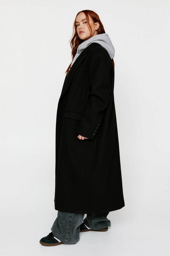 NastyGal Plus Size Contrast Collar Wool Look Tailored Coat 3