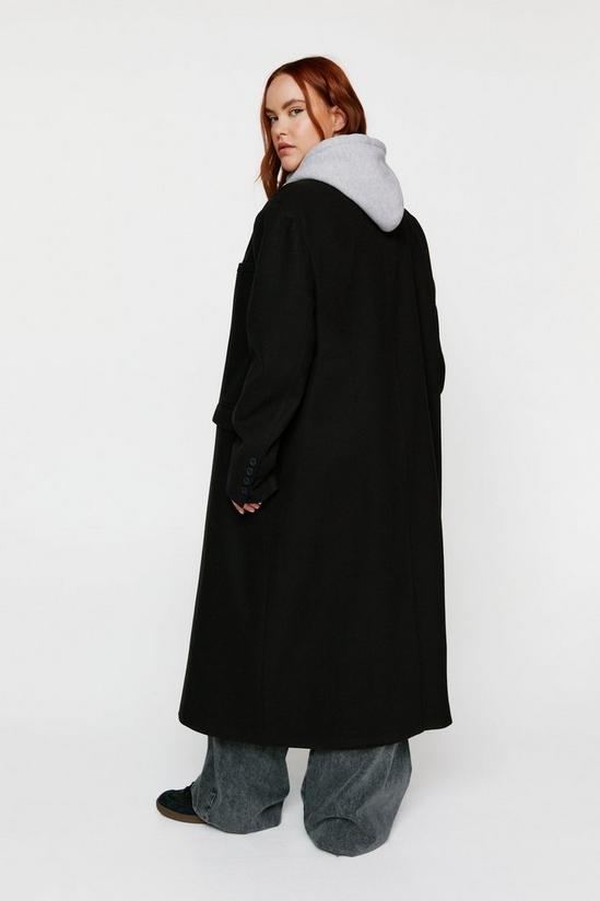NastyGal Plus Size Contrast Collar Wool Look Tailored Coat 4