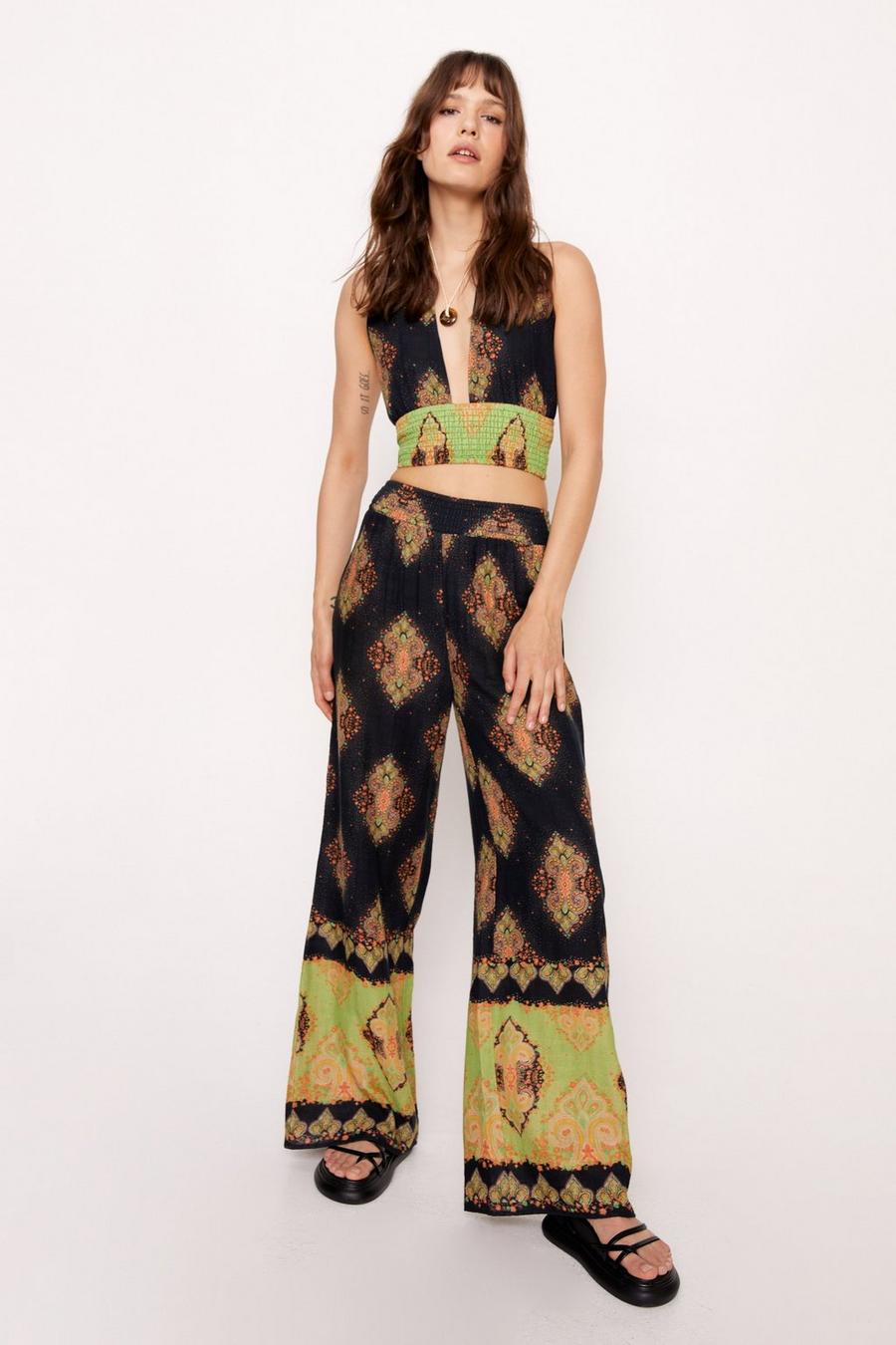 Lime Paisley Relaxed Pants