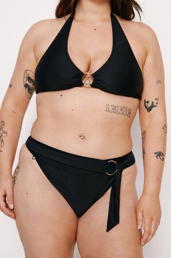 NastyGal Plus Size Ring Detail Halter Neck Belted Bikini Set 2