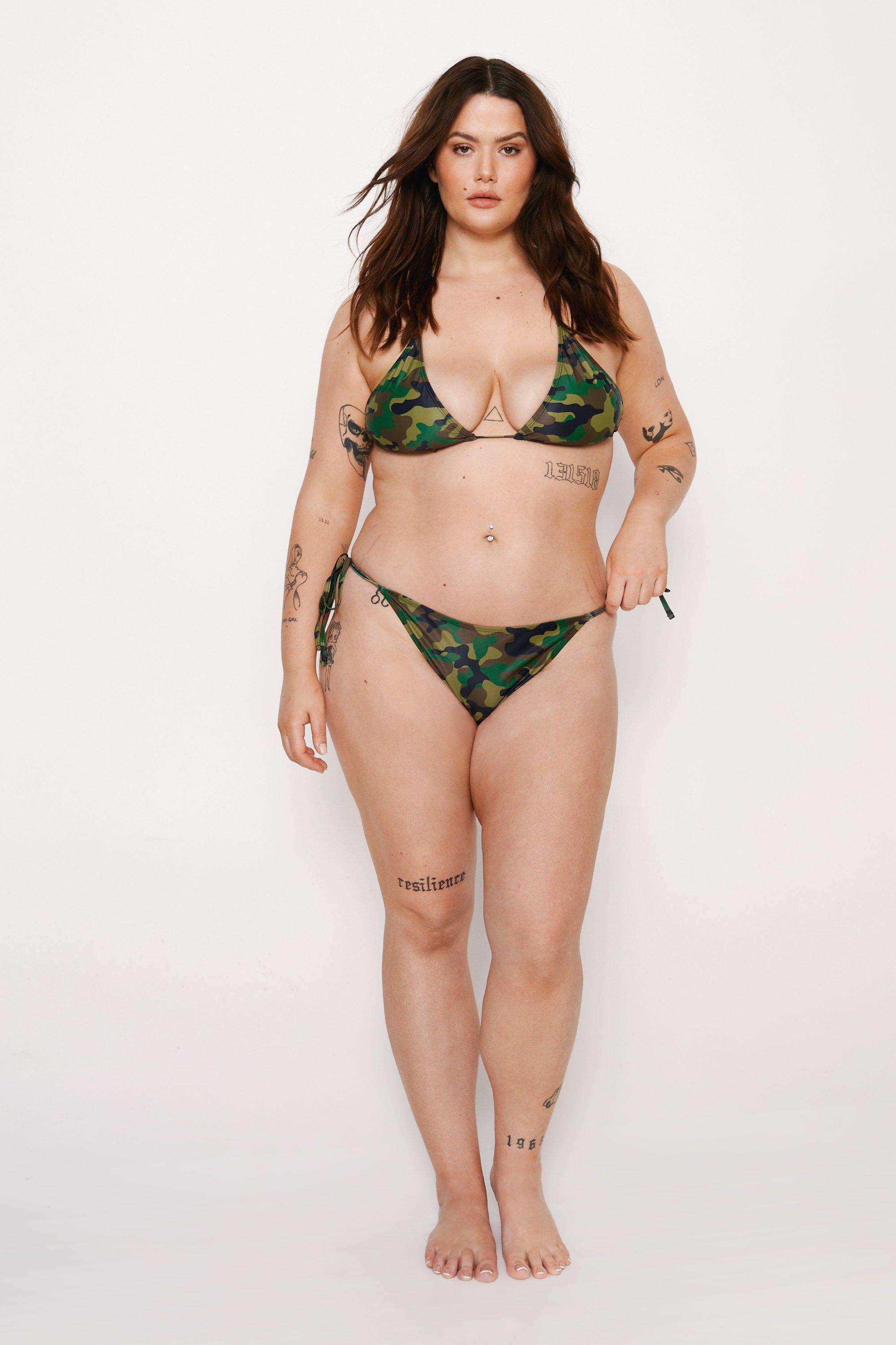 Plus Size Basic Camo Triangle Bikini Set boohoo UK