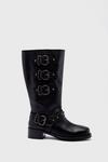 NastyGal Tarnished Leather Multi Buckle Harness Knee High Boots thumbnail 1