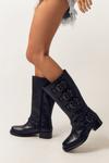 NastyGal Tarnished Leather Multi Buckle Harness Knee High Boots thumbnail 3