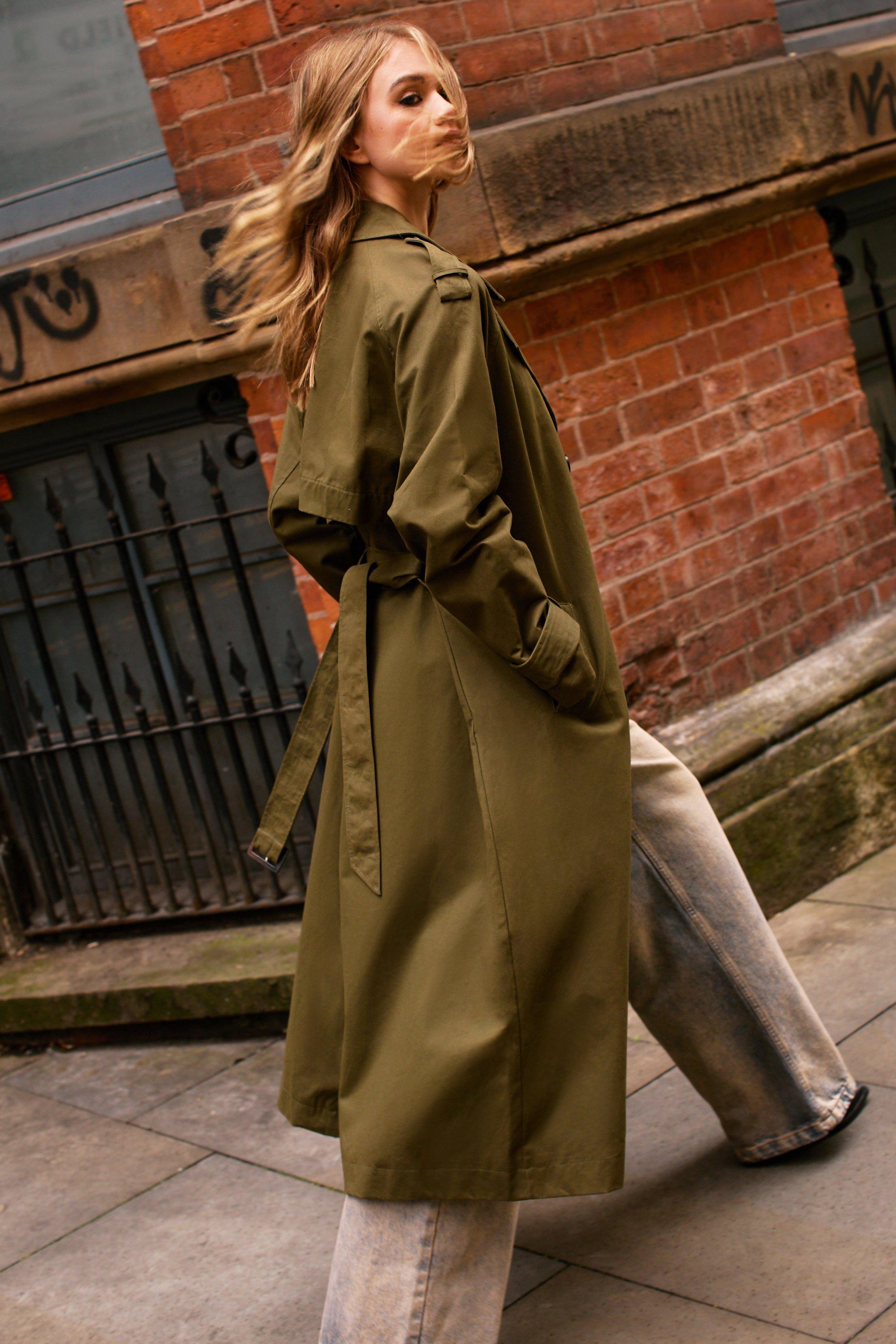 Oversized Luxe Belted Trench Coat boohoo UK