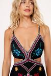 NastyGal Embroidered Fringe Cut Out Mini Dress thumbnail 3