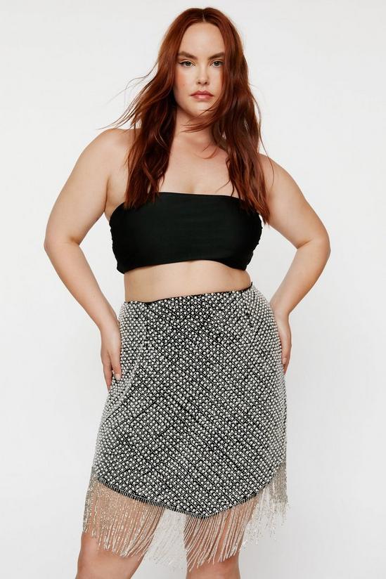 NastyGal Plus Size Beaded Tassel Trim Mini Skirt 1