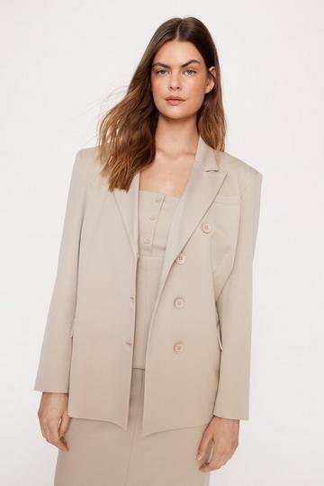 Beige Premium Asymmetric Tailored Blazer