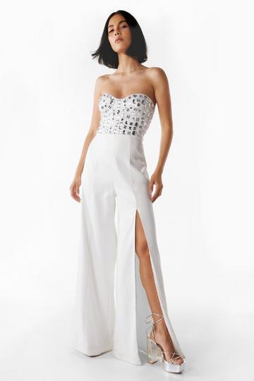 Premium Embellished Corset Jumpsuit ivory