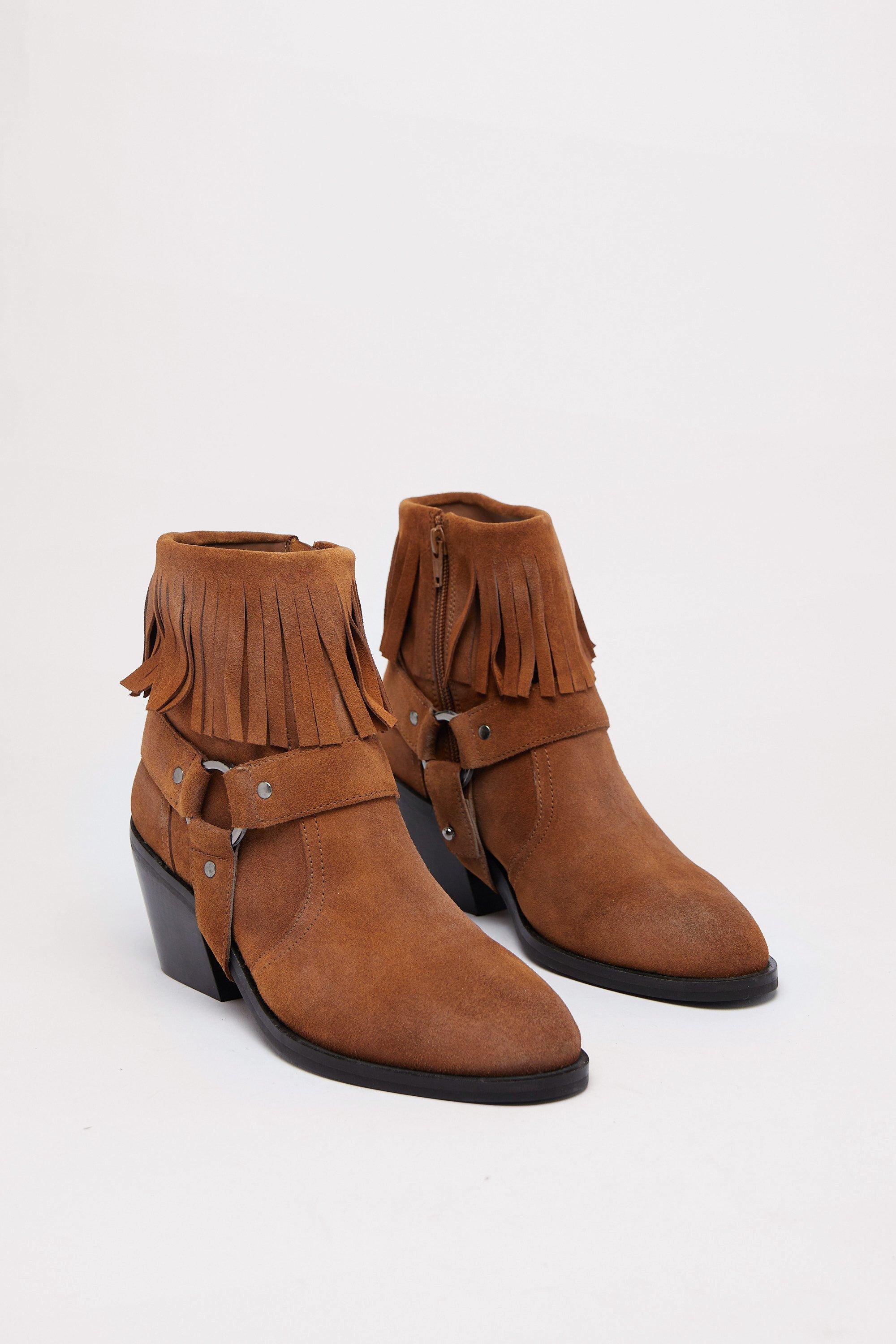 Tan fringe best sale ankle boots