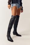 NastyGal Real Leather Star Studded Over The Knee Cowboy Boots thumbnail 2
