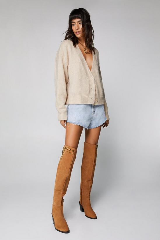 NastyGal Real Suede Studded Over the Knee Boots 2