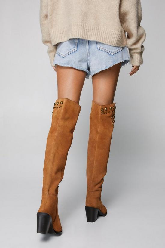 NastyGal Real Suede Studded Over the Knee Boots 4