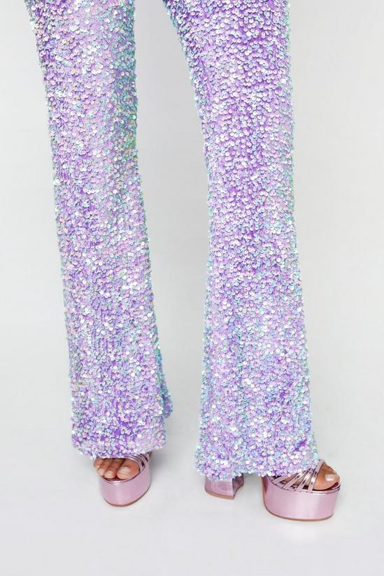 NastyGal Premium Velvet Sequin Flare Pants 3
