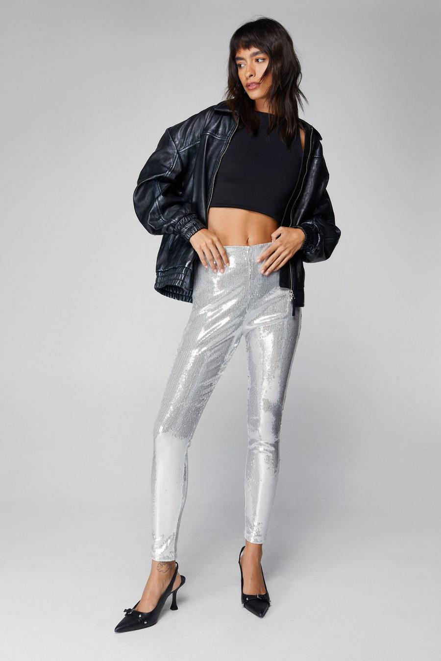 Silver Sequins Leggings  Affordable Trendy and Modest Clothing