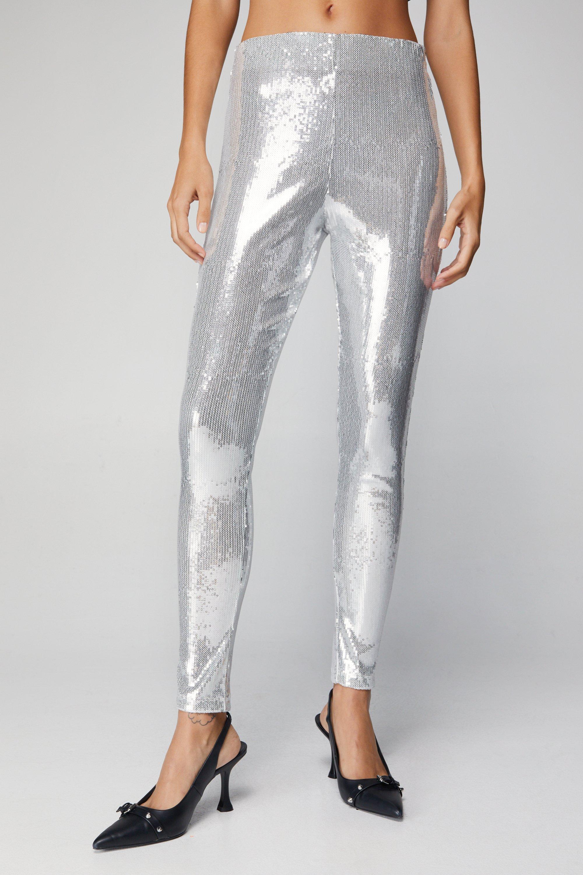 Silver Sequins Leggings, Affordable Trendy and Modest Clothing