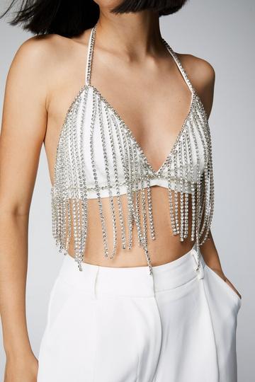 Premium Embellished Fringe Bralette ivory