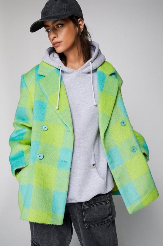 NastyGal Premium Green Plaid Blazer Coat 2