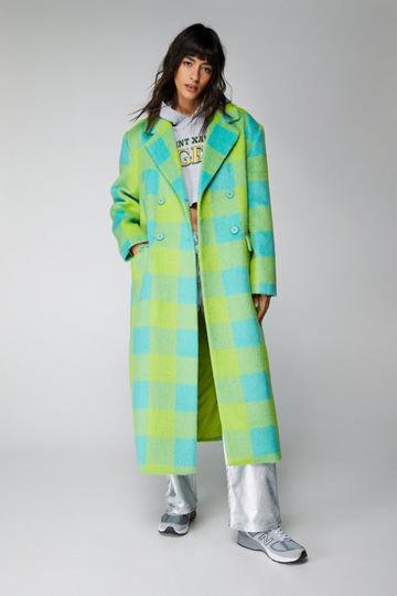 Premium Longline Green Plaid Coat green