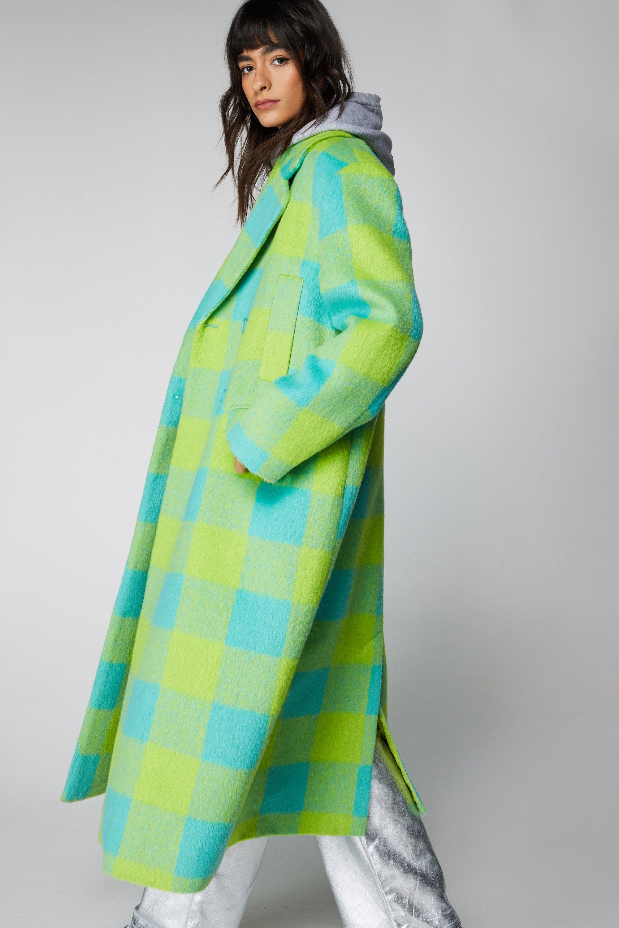 Long plaid outlet coat