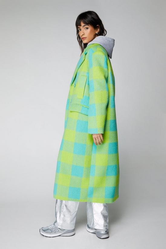 NastyGal Premium Longline Green Plaid Coat 4