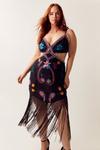 NastyGal Plus Size Embroidered Fringe Cut Out Mini Dress thumbnail 1